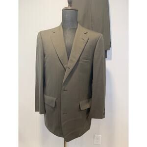 Bespoke Brooks Brothers 2 Piece Suit Pure Wool Olive Green Custom Tailored JL